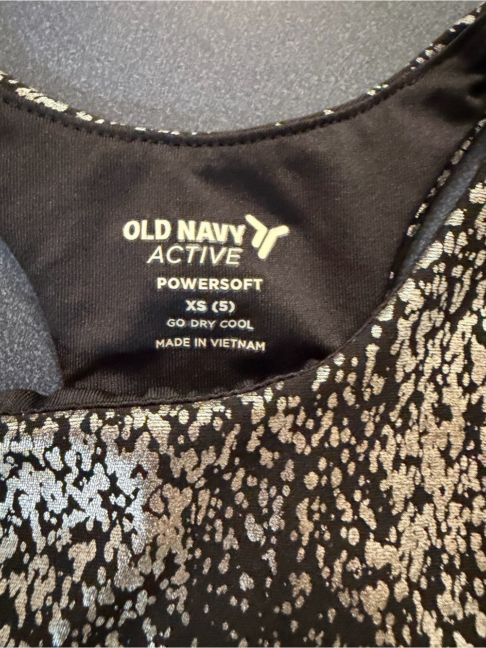 Old Navy Black and Silver Sparkle Crop Tank with Flared Skirt - Picture 2 of 2